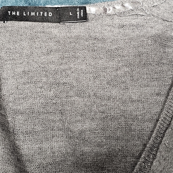 3/$25 The Limited Gray & Glittery Merino Wool V Neck Sweater size Large - Picture 5 of 6